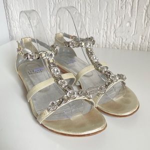 Stuart Weitzman Silver Lopez Embellished Sandals Size 6